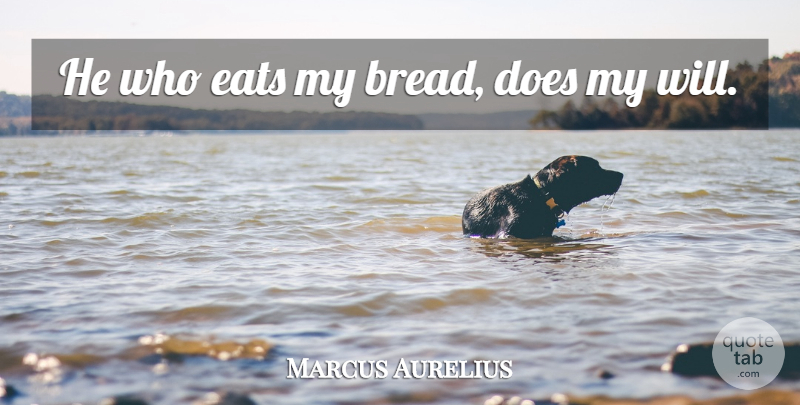 Marcus Aurelius Quote About Hard Work, Bread, Doe: He Who Eats My Bread...