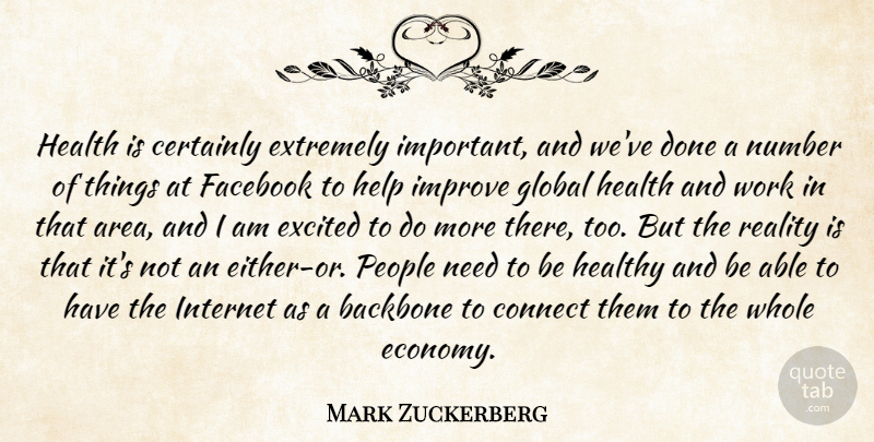 Mark Zuckerberg Quote About Backbone, Certainly, Connect, Excited, Extremely: Health Is Certainly Extremely Important...