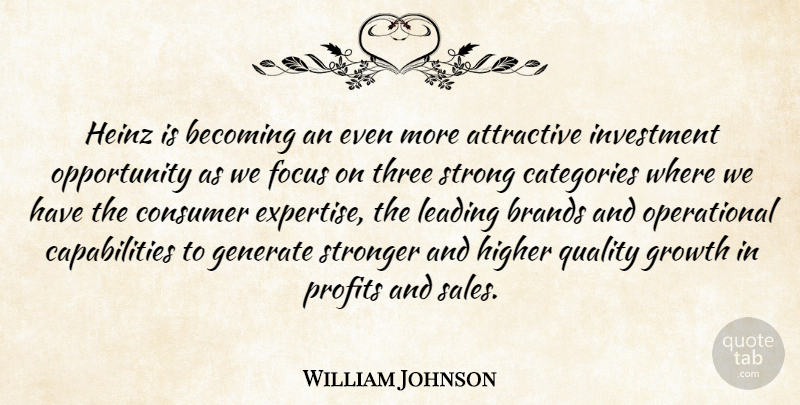William Johnson Quote About Attractive, Becoming, Brands, Categories, Consumer: Heinz Is Becoming An Even...