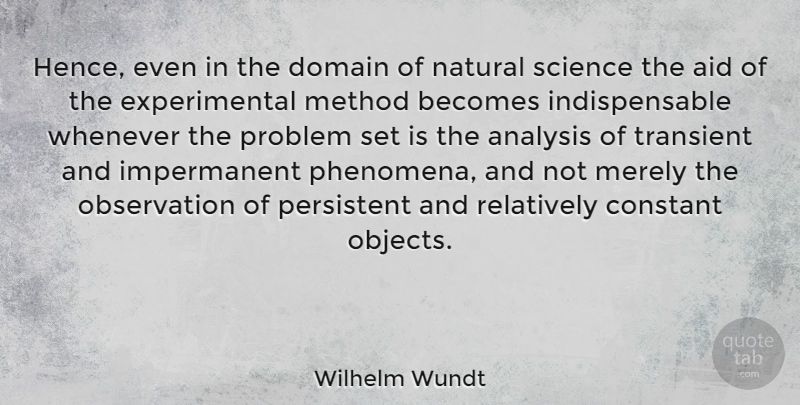 Wilhelm Wundt Quote About Analysis, Problem, Natural: Hence Even In The Domain...