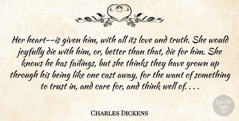 Charles Dickens Quote About Love, Heart, Thinking: Her Heart Is Given Him...