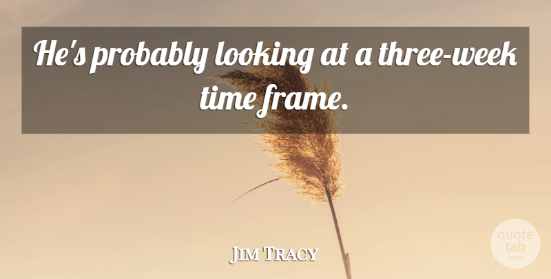Jim Tracy Quote About Looking, Time: Hes Probably Looking At A...