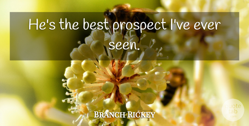 Branch Rickey Quote About Baseball: Hes The Best Prospect Ive...