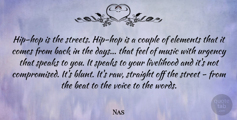 Nas Quote About Couple, Voice, Hip Hop: Hip Hop Is The Streets...
