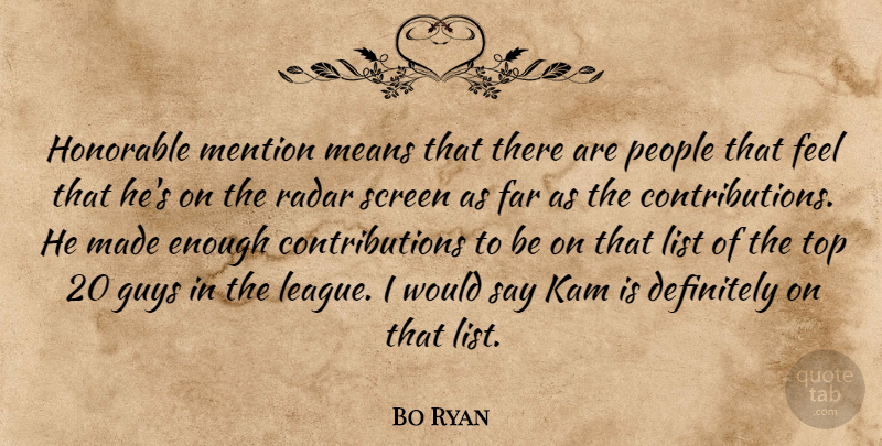 Bo Ryan Quote About Definitely, Far, Guys, Honorable, List: Honorable Mention Means That There...