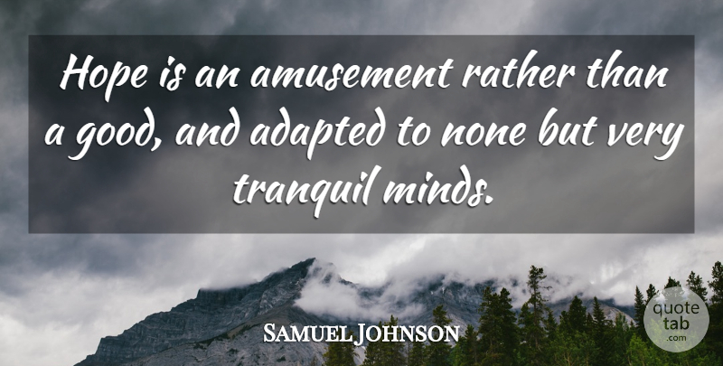 Samuel Johnson Quote About Hope, Mind, Amusement: Hope Is An Amusement Rather...