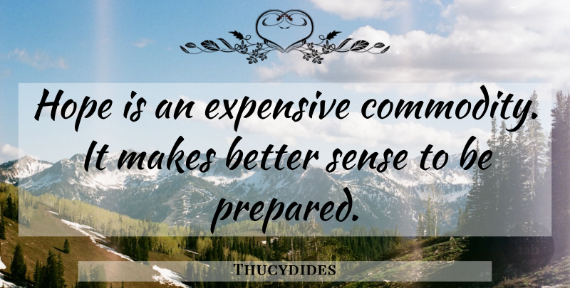 Thucydides Quote About Commodity, Be Prepared, Prepared: Hope Is An Expensive Commodity...