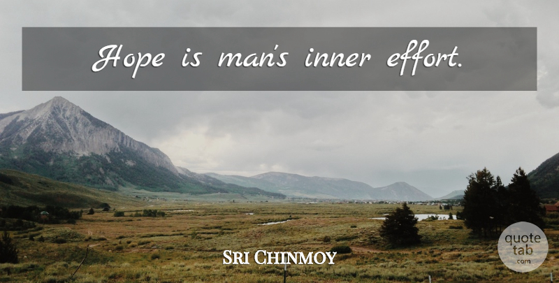Sri Chinmoy Quote About Men, Hopeful, Effort: Hope Is Mans Inner Effort...