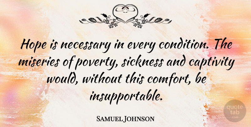 Samuel Johnson Quote About Hope, Poverty, Comfort: Hope Is Necessary In Every...
