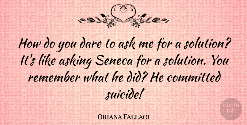 Oriana Fallaci Quote About Suicide, Asking, Remember: How Do You Dare To...