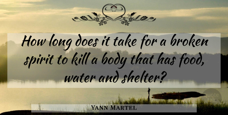 Yann Martel Quote About Broken Spirit, Water, Long: How Long Does It Take...