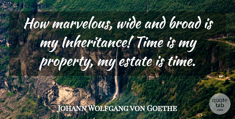 Johann Wolfgang von Goethe Quote About Time, Inheritance, Broads: How Marvelous Wide And Broad...