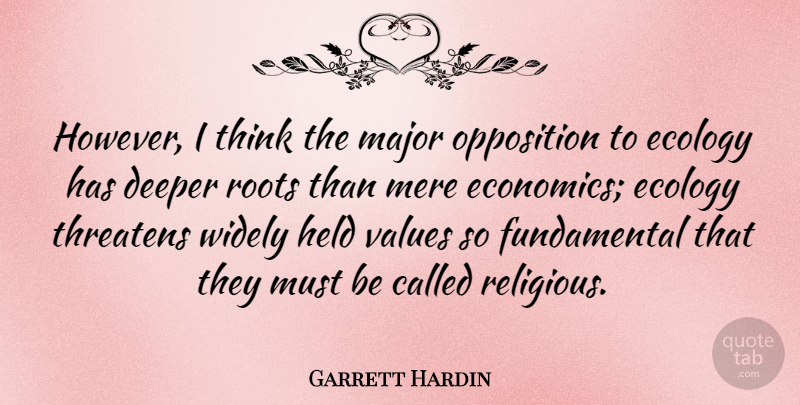 Garrett Hardin Quote About Religious, Thinking, Roots: However I Think The Major...