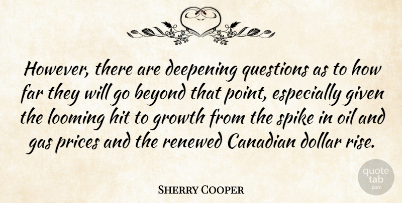 Sherry Cooper Quote About Beyond, Canadian, Deepening, Dollar, Far: However There Are Deepening Questions...