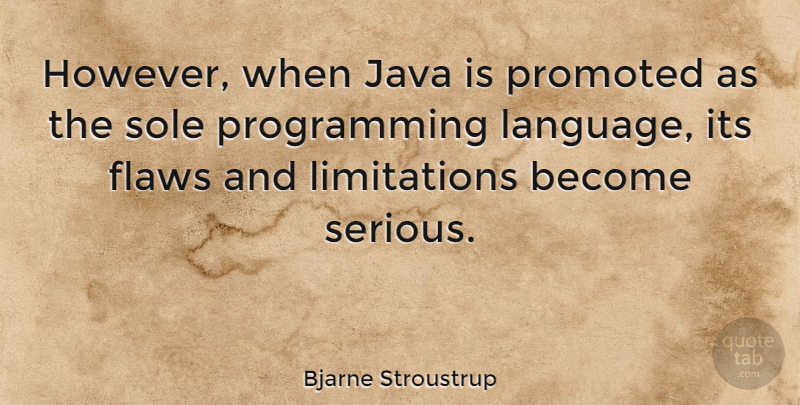 Bjarne Stroustrup Quote About Java, Serious, Language: However When Java Is Promoted...