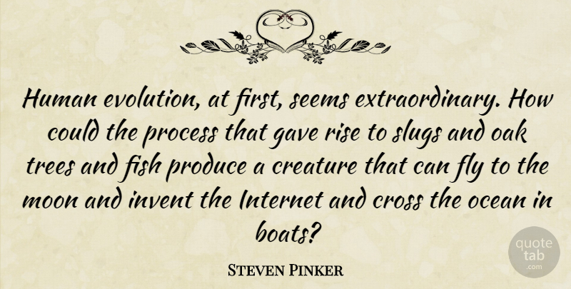 Steven Pinker Quote About Ocean, Moon, Tree: Human Evolution At First Seems...