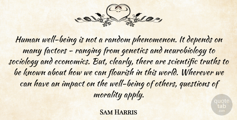 Sam Harris Quote About Impact, World, Morality: Human Well Being Is Not...