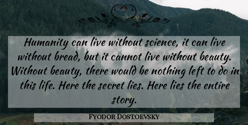 Fyodor Dostoevsky Quote About Lying, Humanity, Secret: Humanity Can Live Without Science...