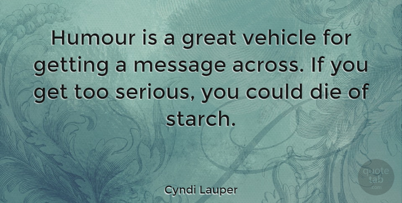 Cyndi Lauper Quote About Messages, Serious, Humour: Humour Is A Great Vehicle...