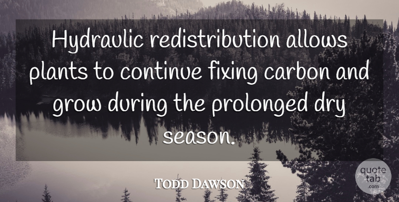 Todd Dawson Quote About Carbon, Continue, Dry, Fixing, Grow: Hydraulic Redistribution Allows Plants To...