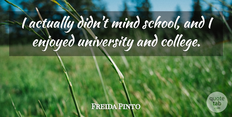 Freida Pinto Quote About School, College, Mind: I Actually Didnt Mind School...