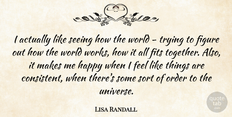 Lisa Randall Quote About Figure, Fits, Order, Seeing, Sort: I Actually Like Seeing How...