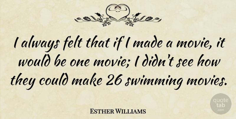 Esther Williams Quote About Swimming, Would Be, Made: I Always Felt That If...