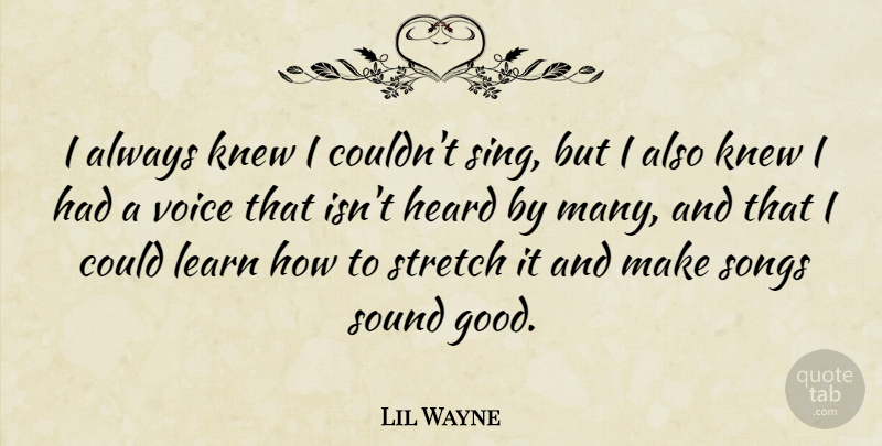 Lil Wayne Quote About Song, Voice, Sound: I Always Knew I Couldnt...