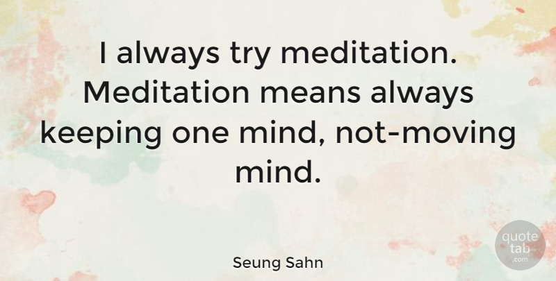 Seung Sahn Quote About undefined: I Always Try Meditation Meditation...
