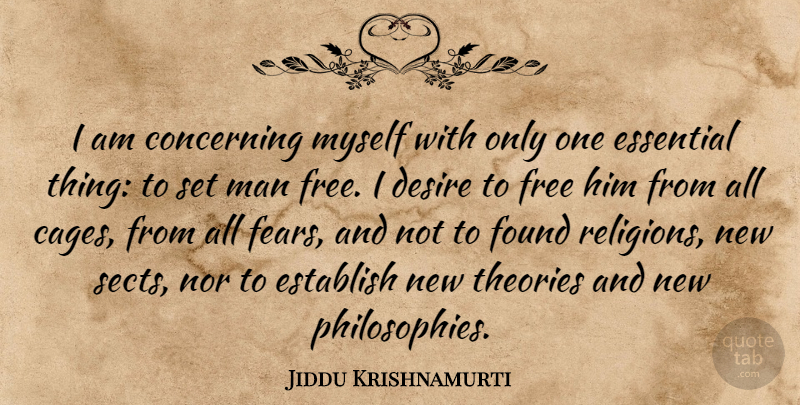 Jiddu Krishnamurti Quote About Philosophy, Men, Desire: I Am Concerning Myself With...