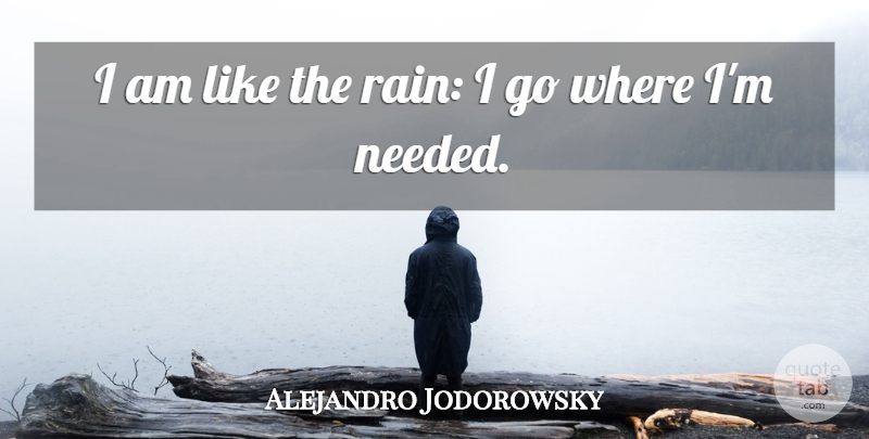 Alejandro Jodorowsky Quote About Rain, Needed: I Am Like The Rain...