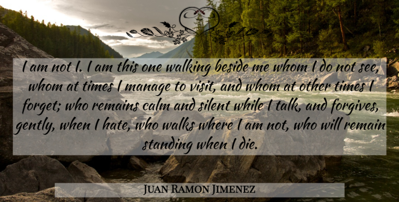 Juan Ramon Jimenez Quote About Hate, Forgiving, Calm: I Am Not I I...