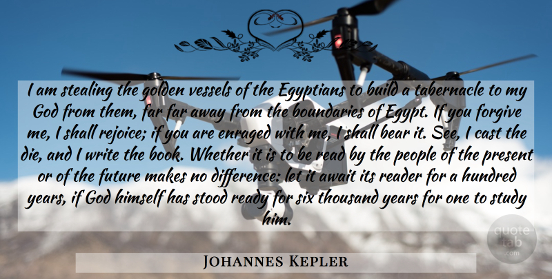Johannes Kepler Quote About God, Book, Writing: I Am Stealing The Golden...