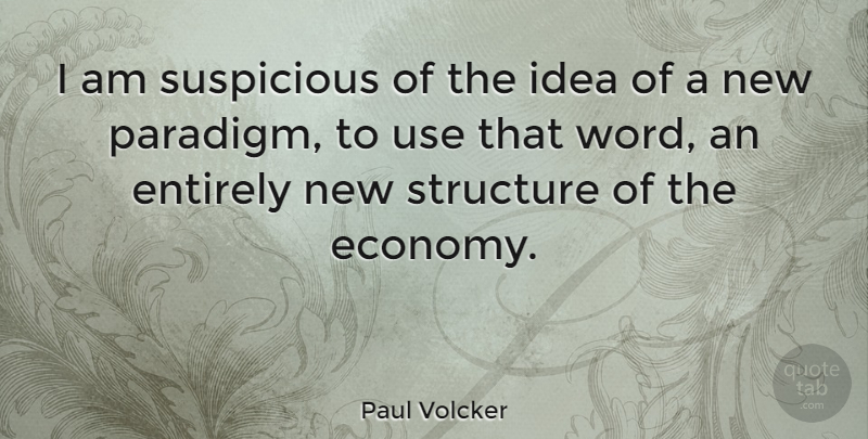 Paul Volcker Quote About Ideas, Use, Economy: I Am Suspicious Of The...