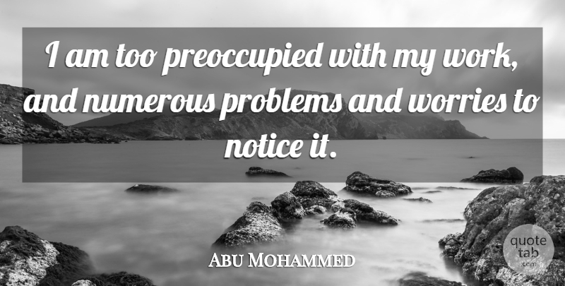 Abu Mohammed Quote About Notice, Numerous, Problems, Worries: I Am Too Preoccupied With...