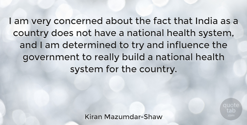Kiran Mazumdar-Shaw Quote About Build, Concerned, Country, Determined, Fact: I Am Very Concerned About...