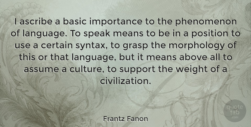 Frantz Fanon Quote About Mean, Civilization, Support: I Ascribe A Basic Importance...