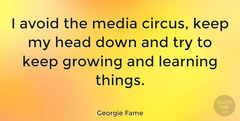 Georgie Fame Quote About Media, Trying, Growing: I Avoid The Media Circus...