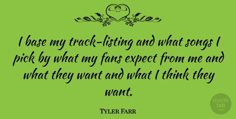 Tyler Farr Quote About Song, Thinking, Track: I Base My Track Listing...