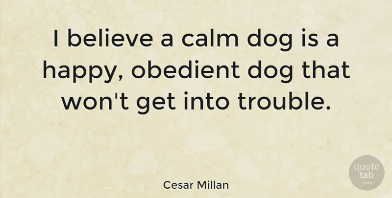 Cesar Millan Quote About Dog, Believe, Calm: I Believe A Calm Dog...