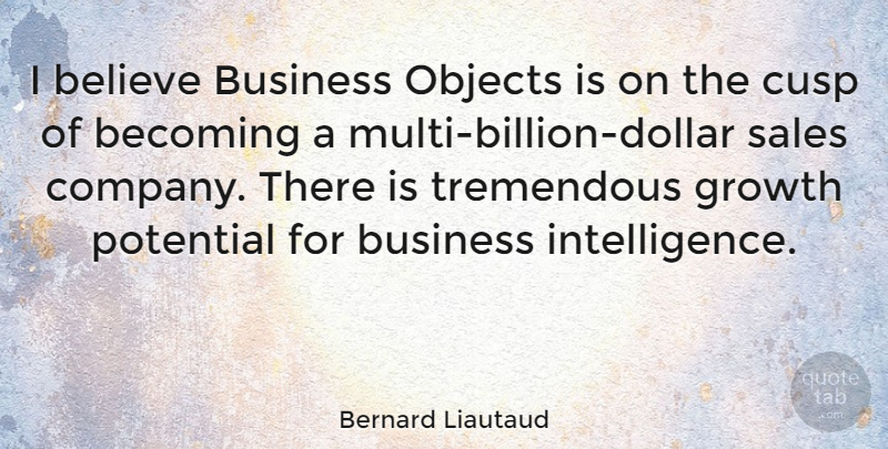 Bernard Liautaud Quote About American Architect, Becoming, Believe, Business, Cusp: I Believe Business Objects Is...