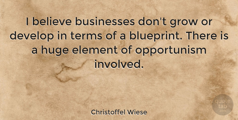 Christoffel Wiese Quote About Believe, Develop, Element, Huge, Terms: I Believe Businesses Dont Grow...