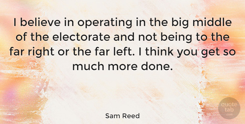 Sam Reed Quote About Believe, Far, Operating: I Believe In Operating In...