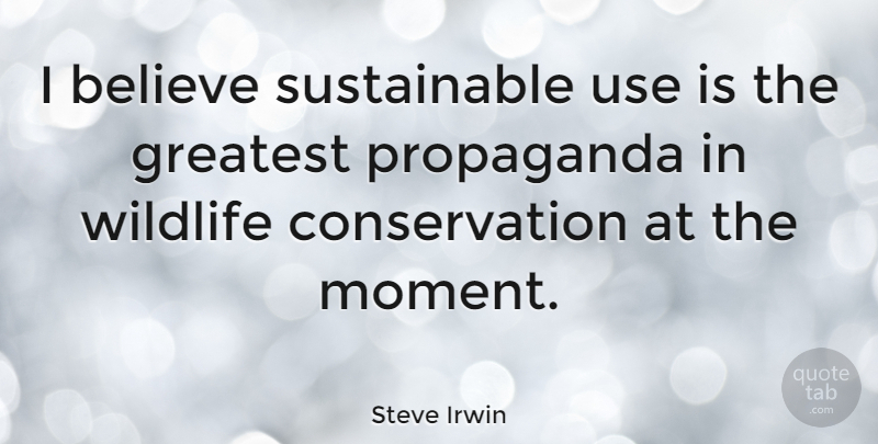 Steve Irwin Quote About Believe, Future, Use: I Believe Sustainable Use Is...