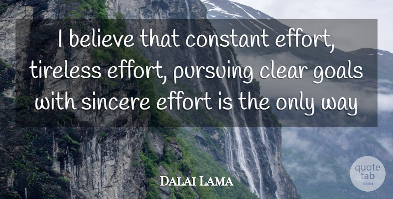 Dalai Lama Quote About Believe, Clear Goals, Effort: I Believe That Constant Effort...