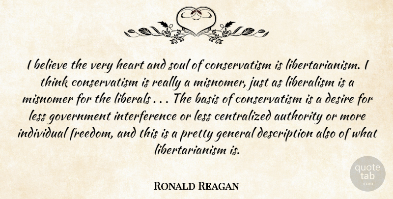 Ronald Reagan Quote About Authority, Basis, Believe, Desire, General: I Believe The Very Heart...