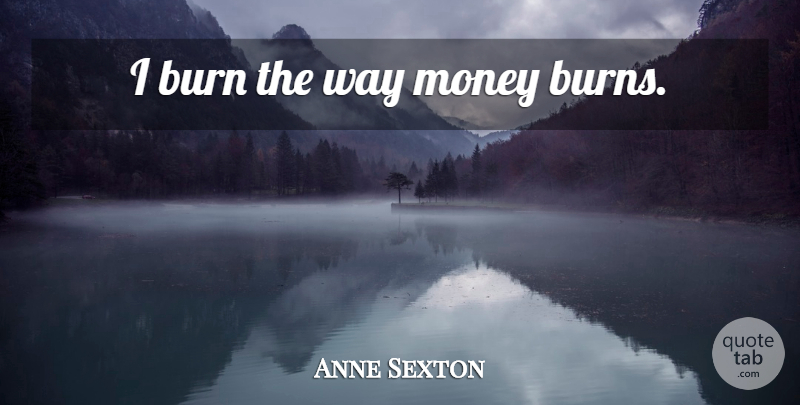 Anne Sexton Quote About Way: I Burn The Way Money...