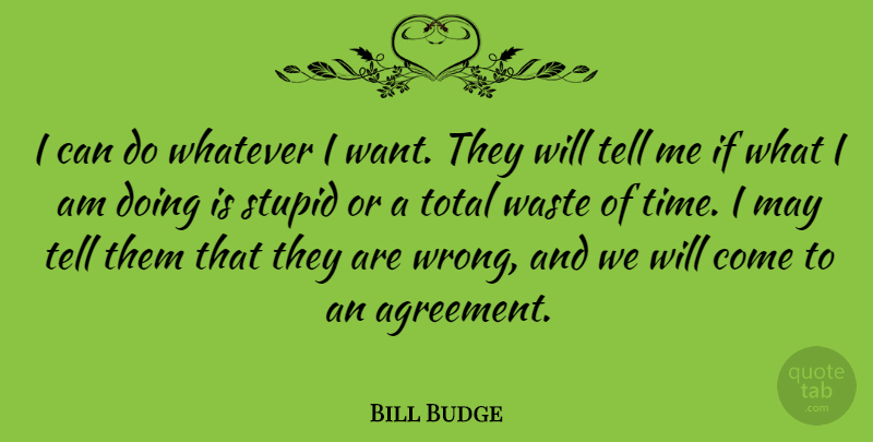 Bill Budge Quote About Stupid, Agreement, May: I Can Do Whatever I...