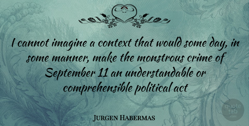 Jurgen Habermas Quote About Political, September 11, Imagine: I Cannot Imagine A Context...