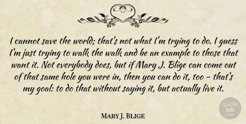 Mary J. Blige Quote About Goal, Trying, Doe: I Cannot Save The World...